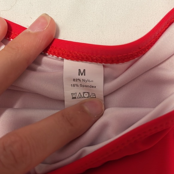 Women One Shoulder Hollow Out Bikini High Waist Swimsuit (Size Medium) - Red - Picture 6 of 6